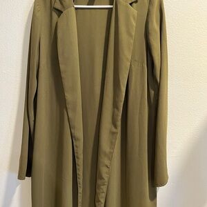 Forever 21 Olive Open-Front Trench Coat